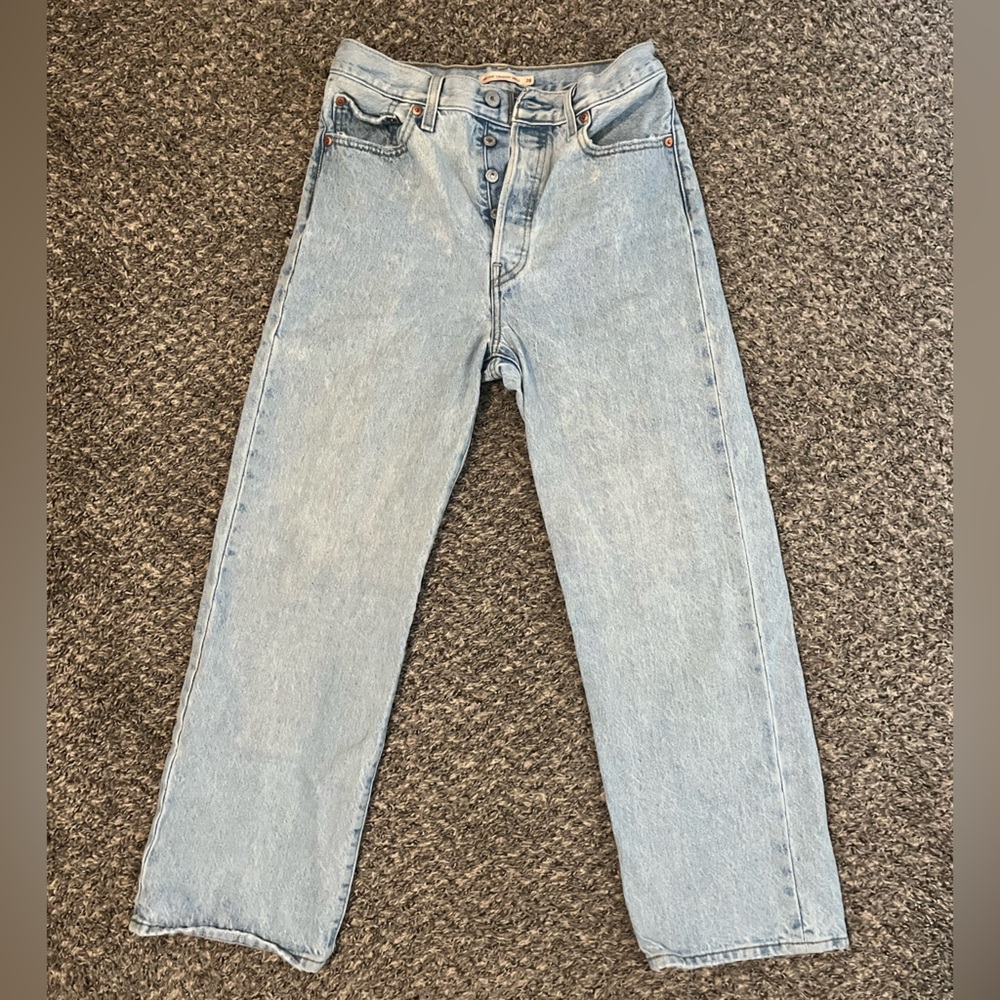 Levi's Light Blue Ribcage Straight Ankle Jeans